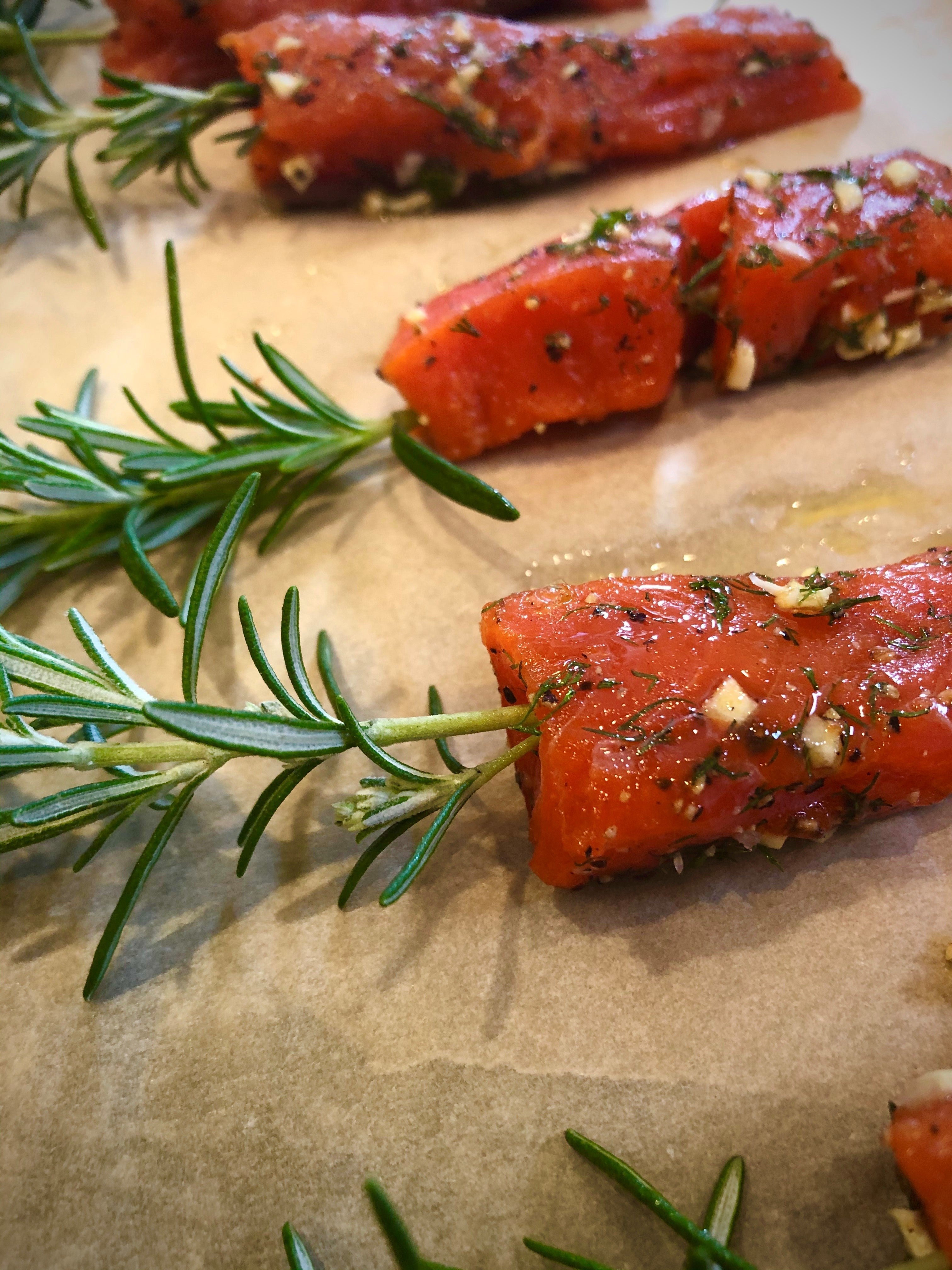 Eva's Wild Rosemary Salmon Skewers
