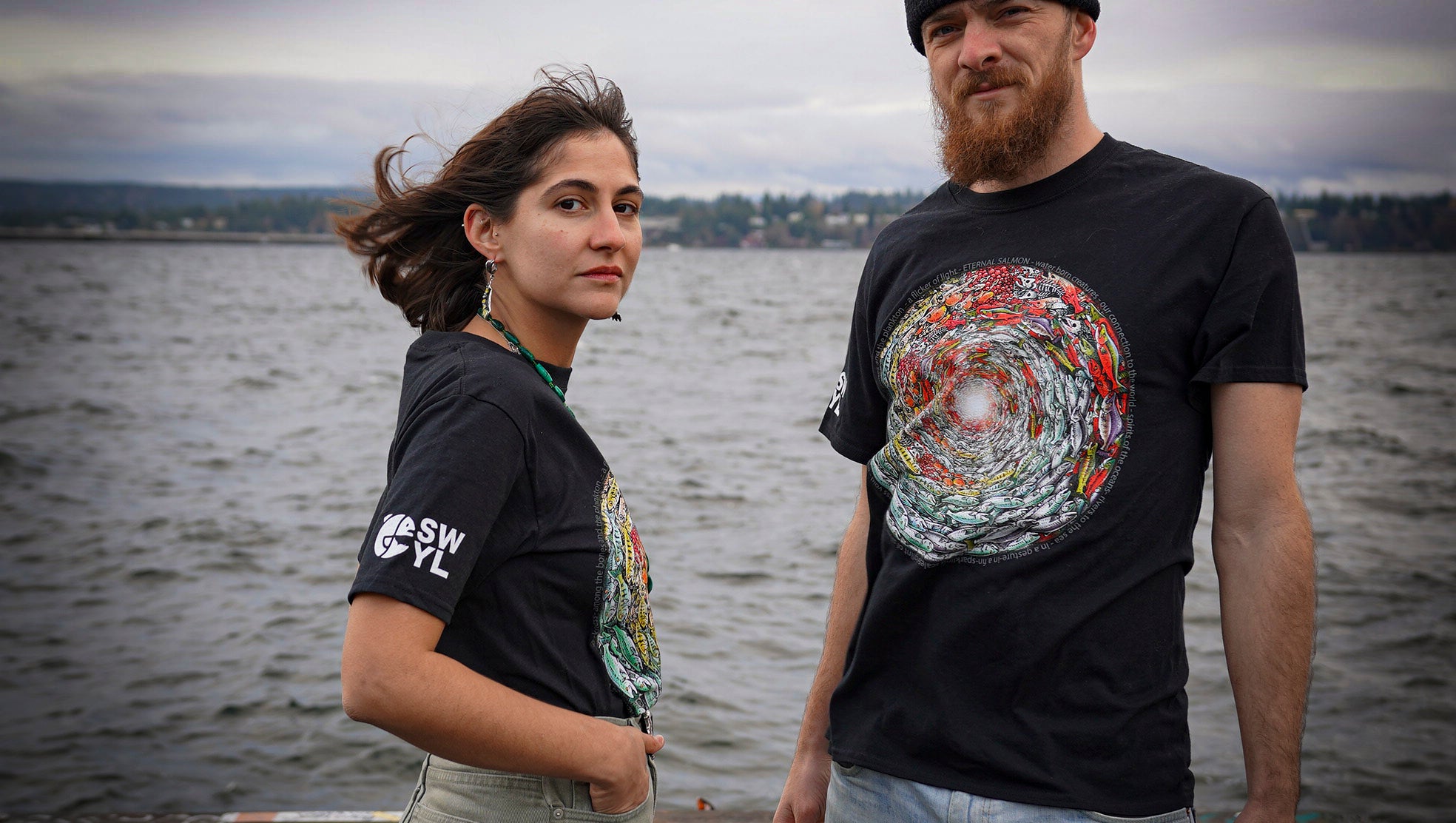 Two People with Ray Troll T-shirts