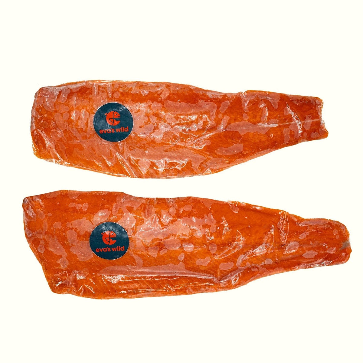 Image of two Eva's Wild salmon filets vacuum-sealed