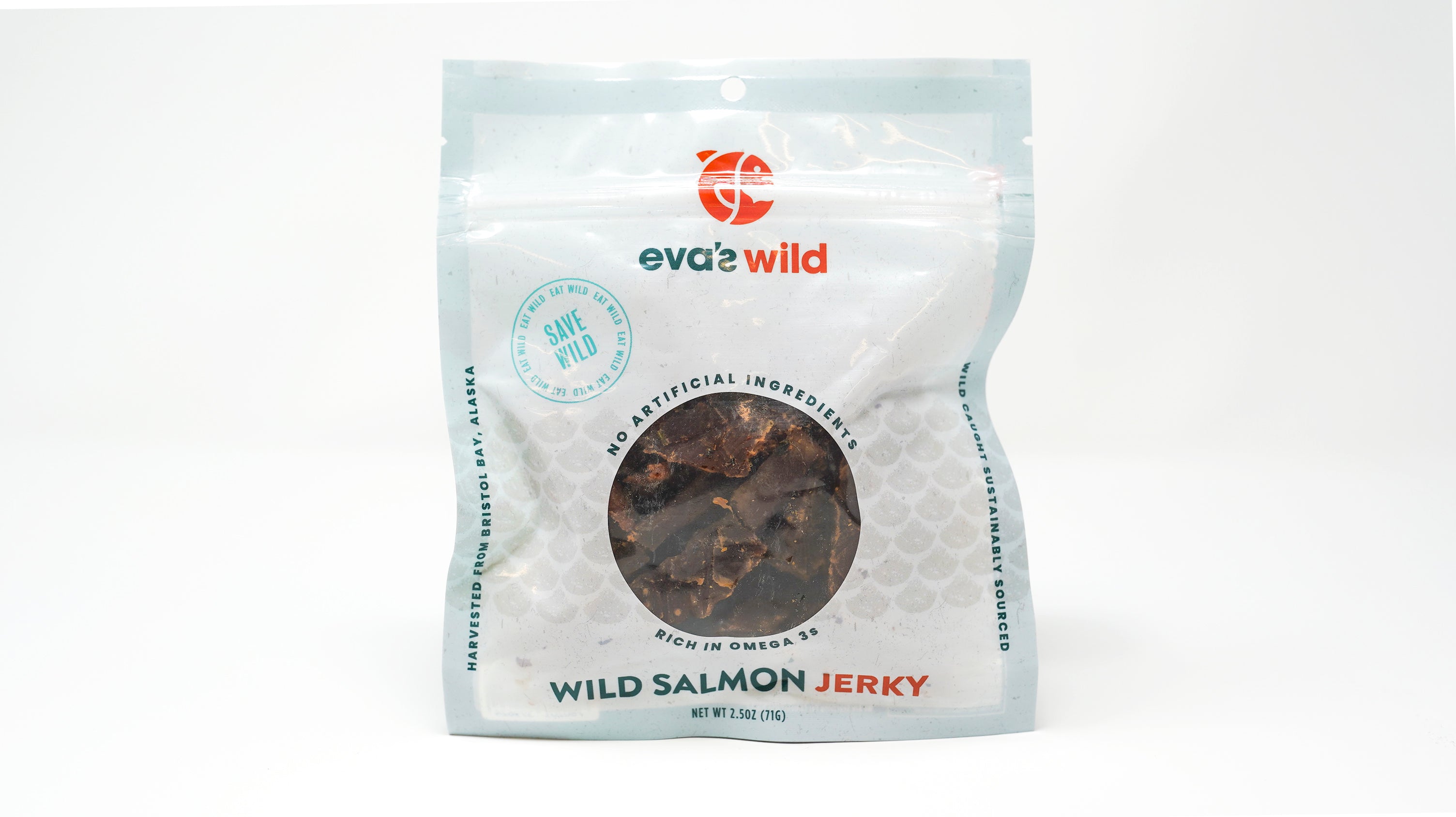Bag of Eva's Wild Salmon Jerky